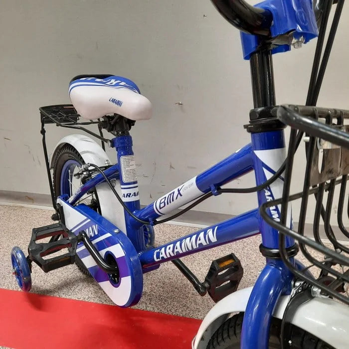 Bicicleta Caraiman 14 inch, 4-6 ani, roti ajutatoare din silicon, Albastra