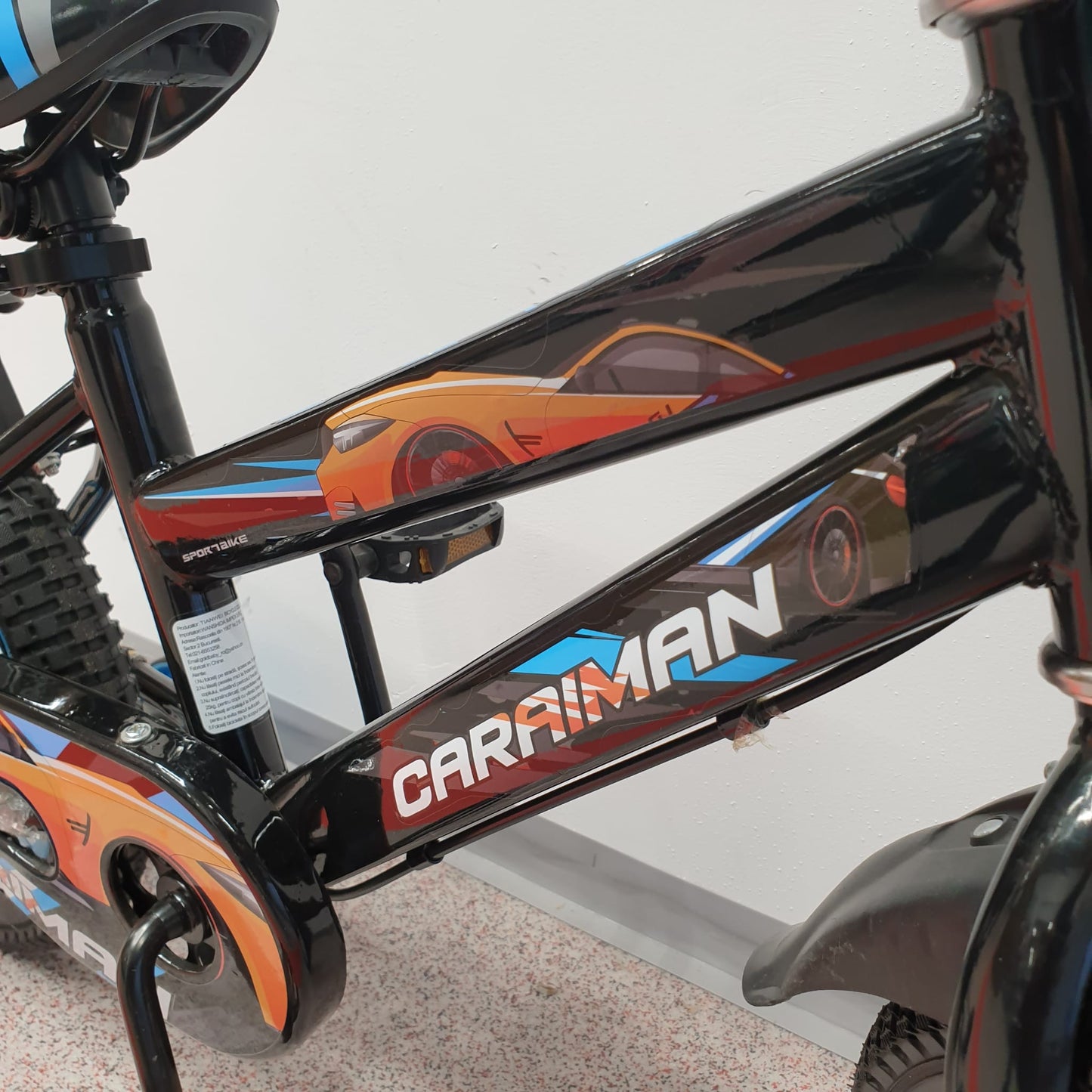 Bicicleta Caraiman 14 inch, 4-6 ani, roti ajutatoare din silicon, Albastra