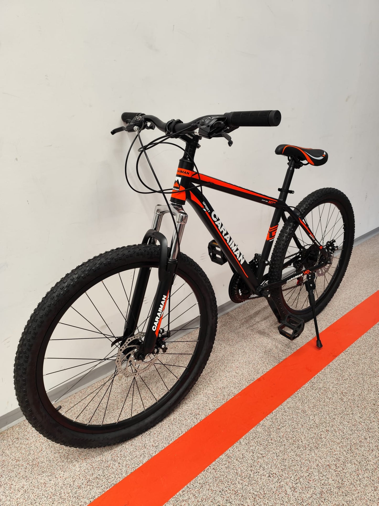 Bicicleta CARAIMAN, 24MTS, Rosu/Negru, Cadru Otel, Frane pe Disc