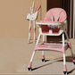 Scaun de masa 2in1 bebe, reglabil si pliabil, piele PU, roti cu frana, Roz
